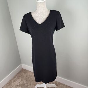 JONES NEW YORK WOMENS SHEATH LINED SHOULDER PADS BEADED V NECK DRESS SIZE 6
